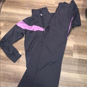 Purple and gray track suit